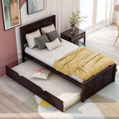 Platform Bed With Twin Trundle, Twin Size - Espresso - The Sleep Loft - Online Mattress Showroom NYC