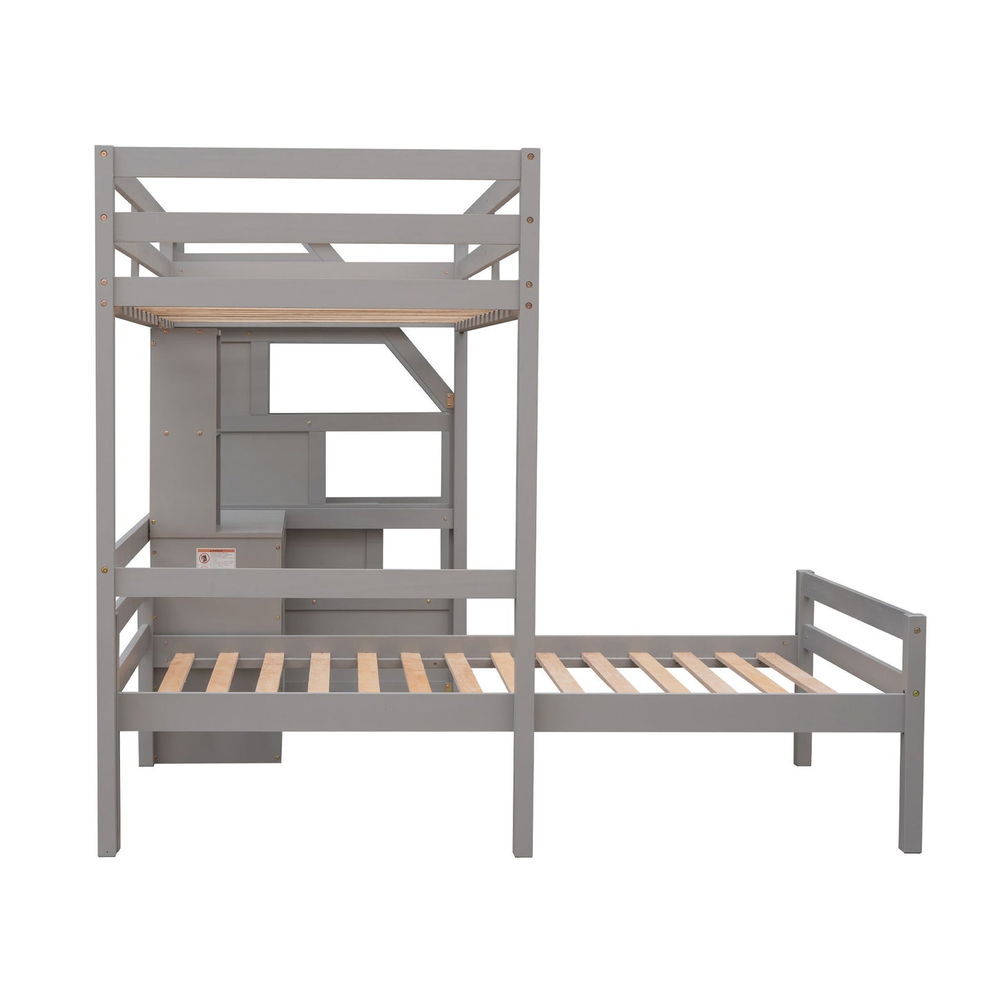 Loft Bed With Stand Alone Bed, Storage Staircase, Desk, Shelves, And Drawers - The Sleep Loft - Online Mattress Showroom NYC