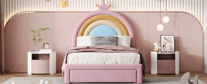 Upholstered Rainbow Design Bed, Princess Platform Bed With Storage Drawer - The Sleep Loft - Online Mattress Showroom NYC