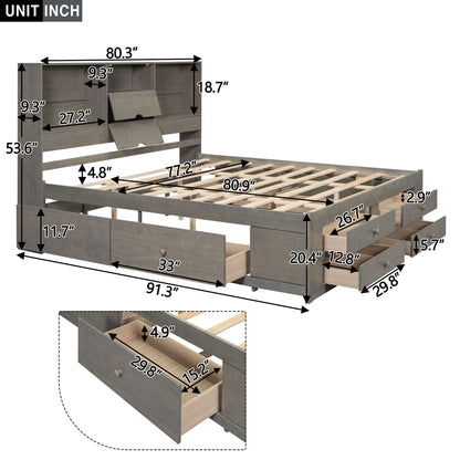 Platform Bed With Storage Headboard And 8 Drawers - The Sleep Loft - Online Mattress Showroom NYC