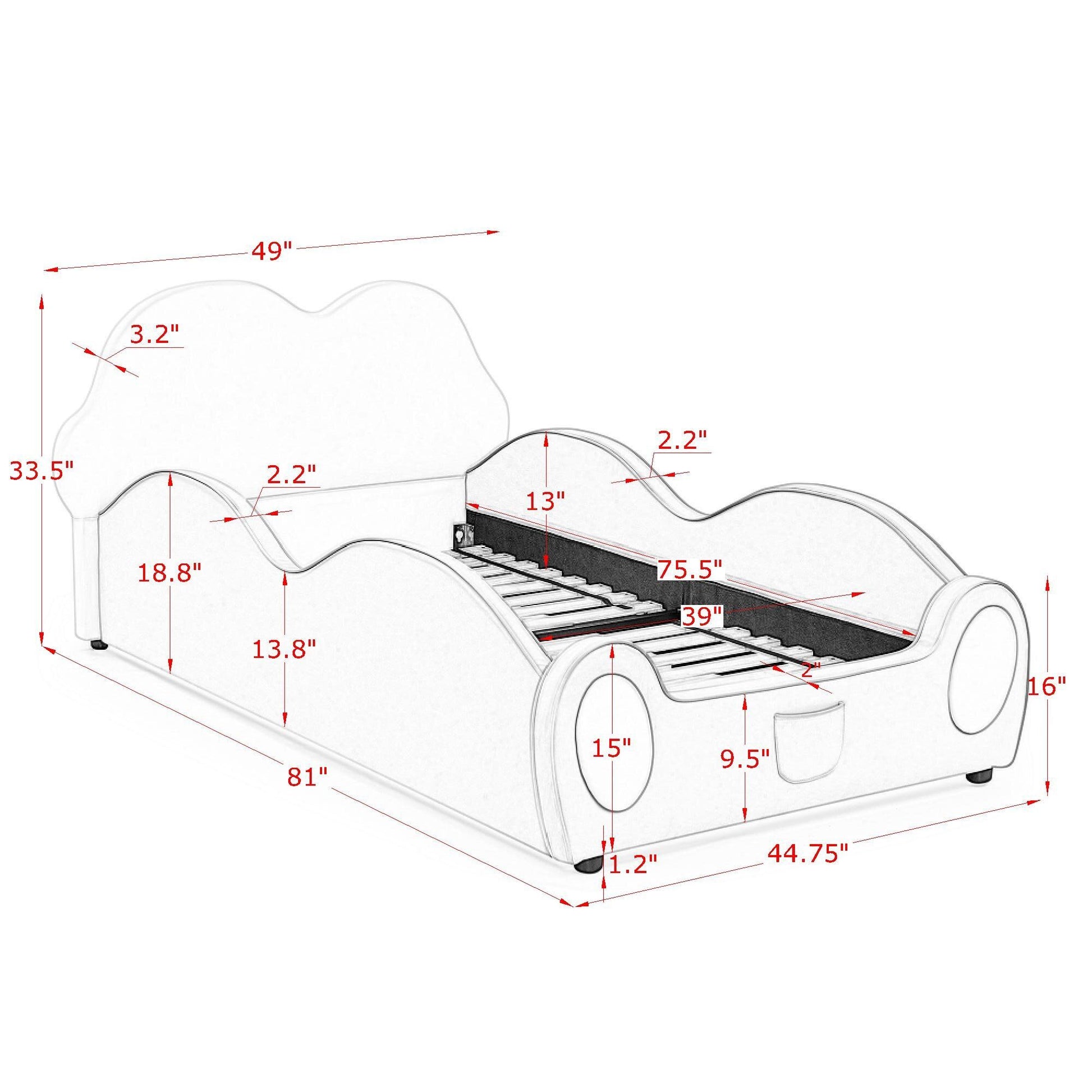 Cute Cloud Shape Bed With Guardrails Cartoon Design, Storage Pocket - The Sleep Loft - Online Mattress Showroom NYC