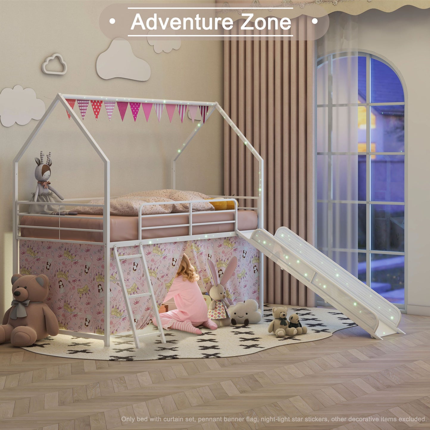 Jack - House Loft Bed With Slide And Curtain Set - The Sleep Loft - Online Mattress Showroom NYC
