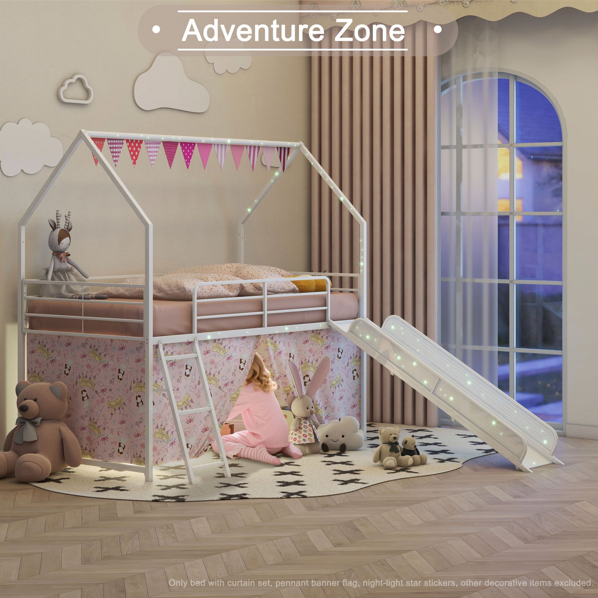 Jack - House Loft Bed With Slide And Curtain Set - The Sleep Loft - Online Mattress Showroom NYC