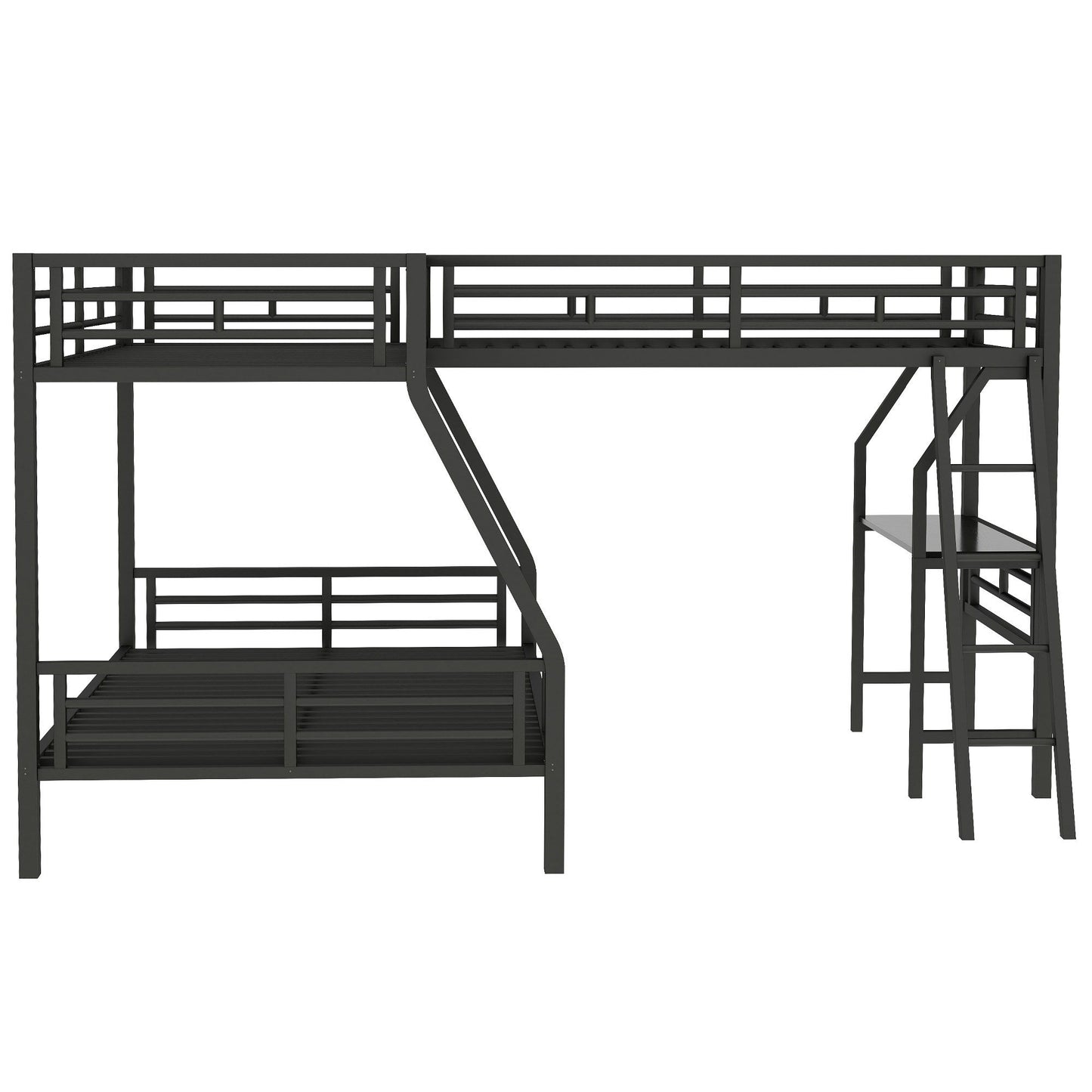Twin Over Full Bunk Bed With Loft And Desk, L-Shaped Design For 3 Sleepers - Black - The Sleep Loft - Online Mattress Showroom NYC