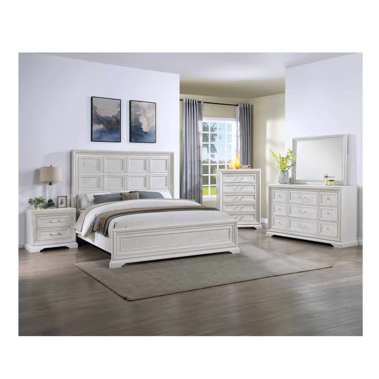 Geometric Design Headboard Panel Bed - The Sleep Loft - Online Mattress Showroom NYC