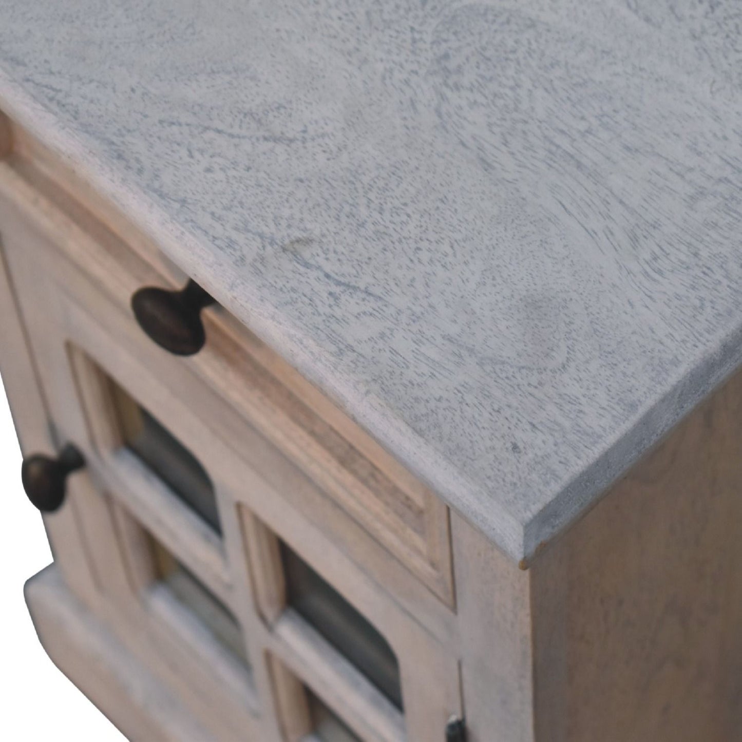 Glazed Bedside Table - Stone White - The Sleep Loft - Online Mattress Showroom NYC