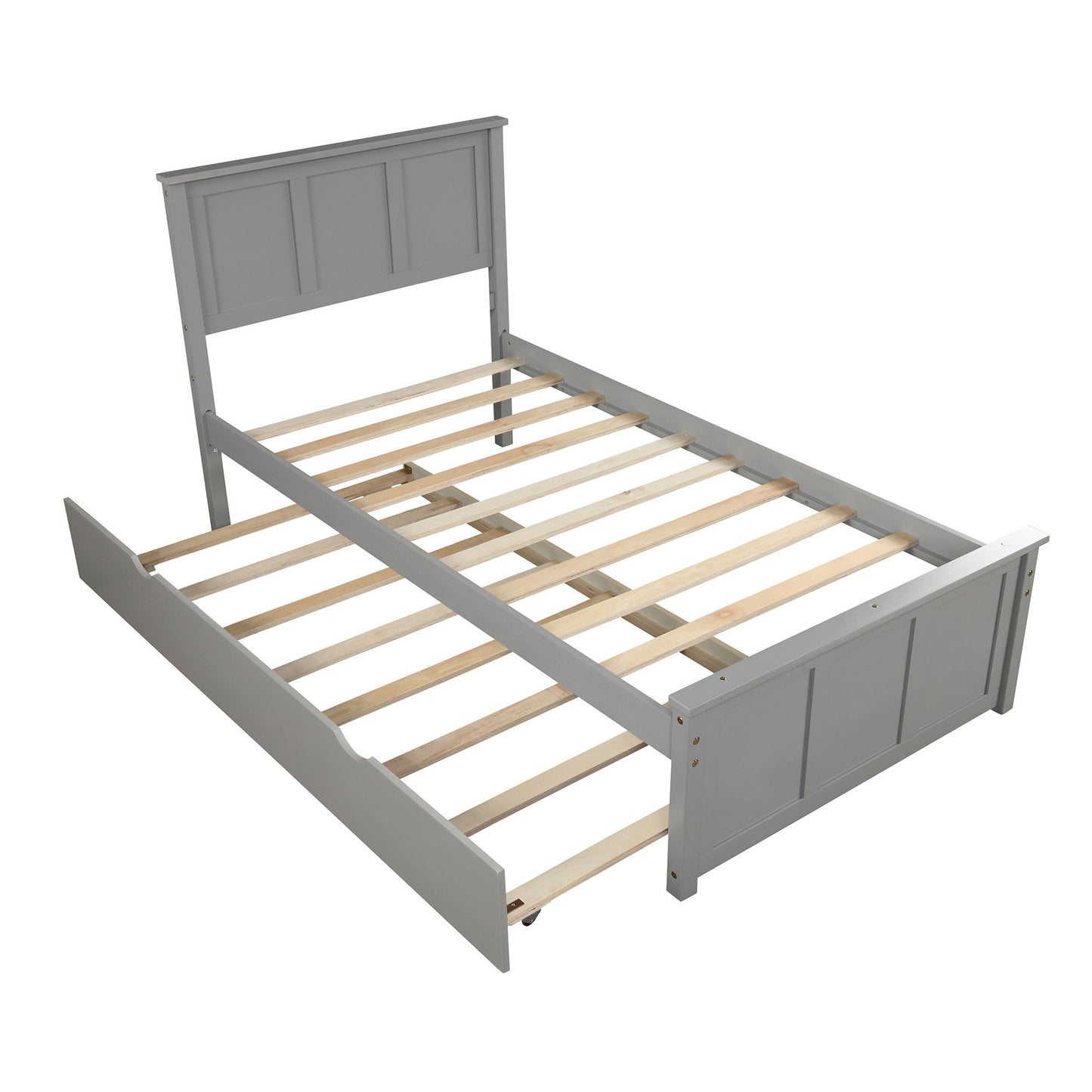 Platform Bed With Twin Trundle And Frame, Twin Size - Gray - The Sleep Loft - Online Mattress Showroom NYC