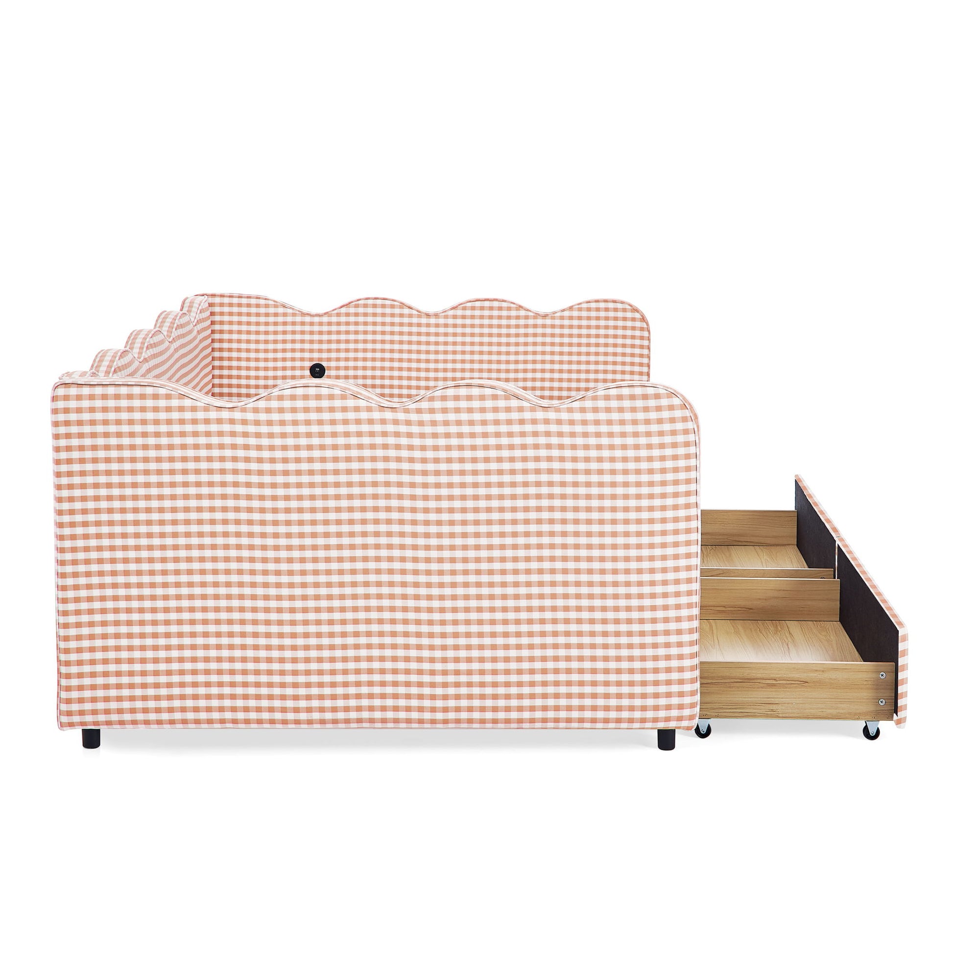 Gingham Daybed With USB Charging Port, Wave-Shaped Design - The Sleep Loft - Online Mattress Showroom NYC