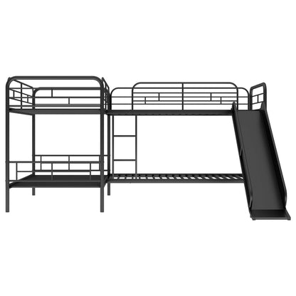 Mission Style Twin Size L-Shaped Bunk Bed With Slide And Ladder - Black - The Sleep Loft - Online Mattress Showroom NYC