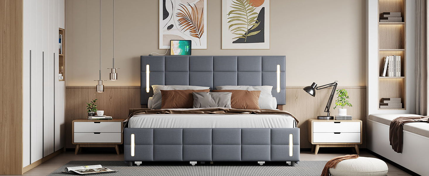 Upholstered Platform Bed With Trundle & Drawers - The Sleep Loft - Online Mattress Showroom NYC