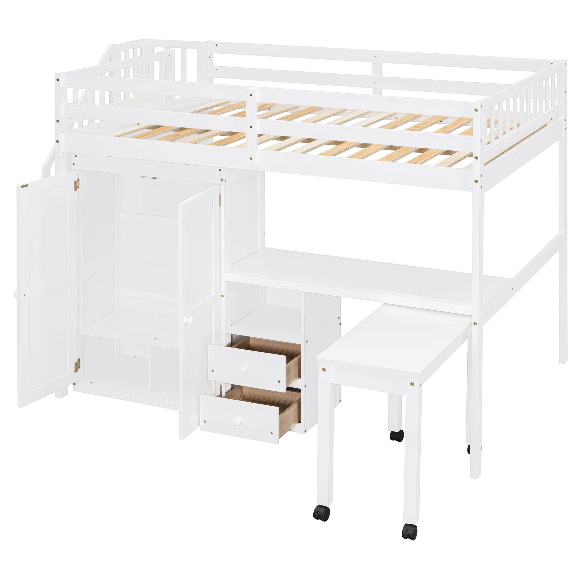 Loft Bed With Stairs, Bookshelf, Drawers, Desk & Wardrobe, Space Saving Multifunctional Furniture - The Sleep Loft - Online Mattress Showroom NYC