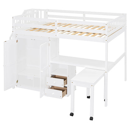 Loft Bed With Stairs, Bookshelf, Drawers, Desk & Wardrobe, Space Saving Multifunctional Furniture - The Sleep Loft - Online Mattress Showroom NYC