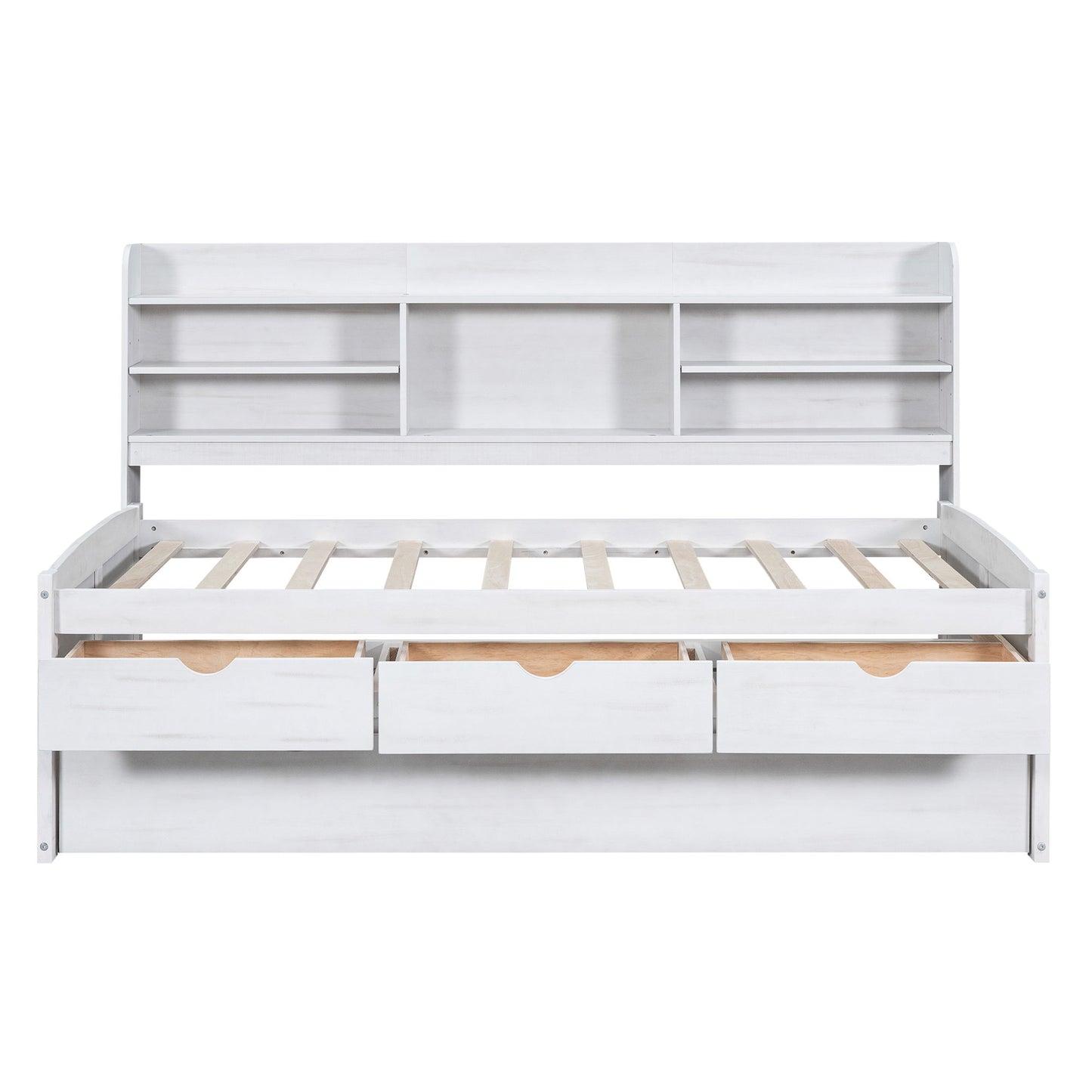 Captain Bed With Built In Bookshelves, 3 Storage Drawers, And Trundle - The Sleep Loft - Online Mattress Showroom NYC