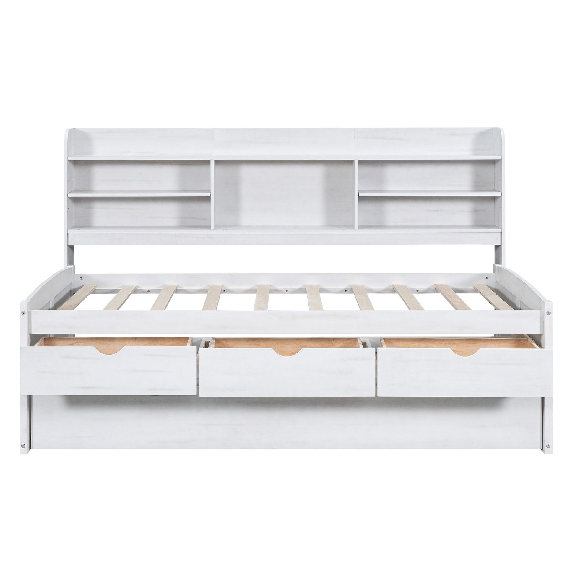 Captain Bed With Built In Bookshelves, 3 Storage Drawers, And Trundle - The Sleep Loft - Online Mattress Showroom NYC