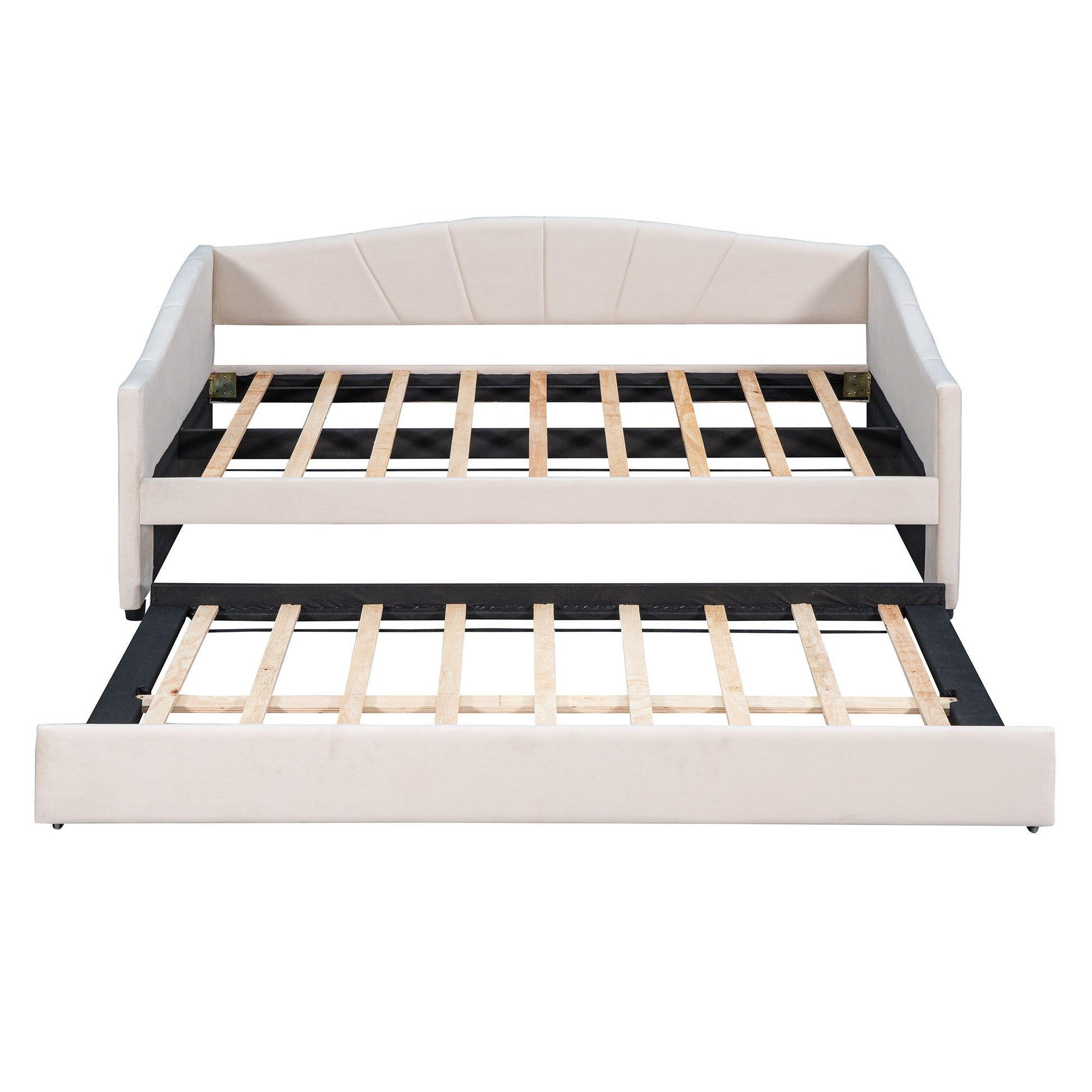 Upholstered Daybed Sofa Bed With Trundle Bed And Wood Slat - The Sleep Loft - Online Mattress Showroom NYC
