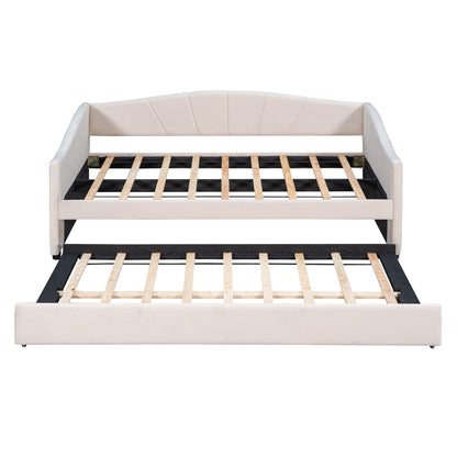 Upholstered Daybed Sofa Bed With Trundle Bed And Wood Slat - The Sleep Loft - Online Mattress Showroom NYC