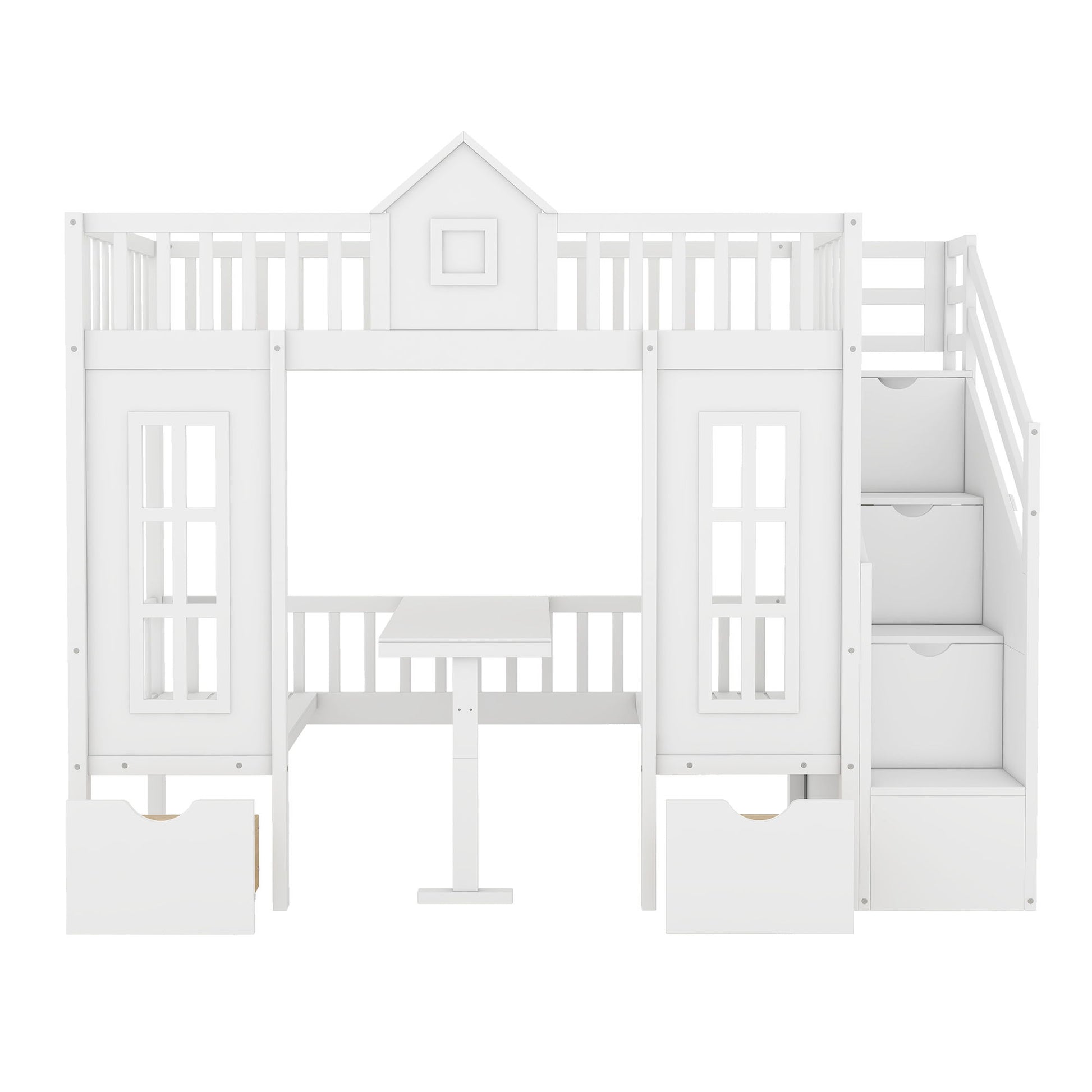 Twin Over Twin Bunk Bed With Changeable Table, Bunk Bed Turn Into Upper Bed And Down Desk - The Sleep Loft - Online Mattress Showroom NYC