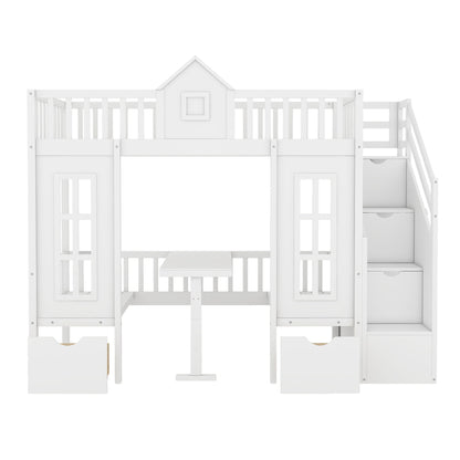 Twin Over Twin Bunk Bed With Changeable Table, Bunk Bed Turn Into Upper Bed And Down Desk - The Sleep Loft - Online Mattress Showroom NYC