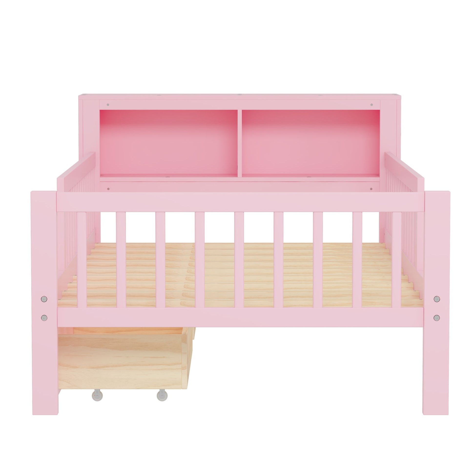 Bed With Headboard Storage Rack, 2 Under Bed Drawers, 3 Side Guardrails For Safety - The Sleep Loft - Online Mattress Showroom NYC