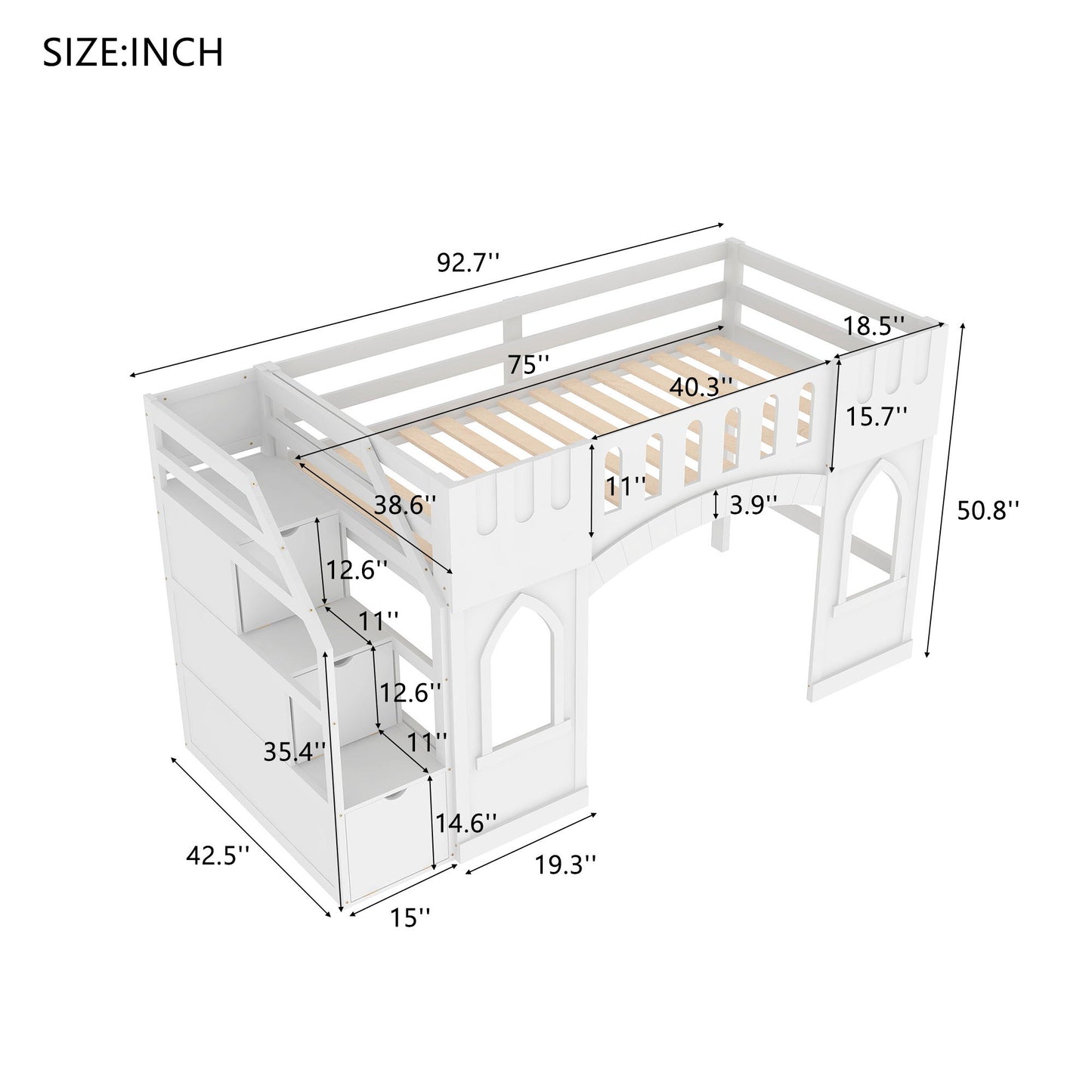 Loft Bed With Storage Staircase And Windows - The Sleep Loft - Online Mattress Showroom NYC
