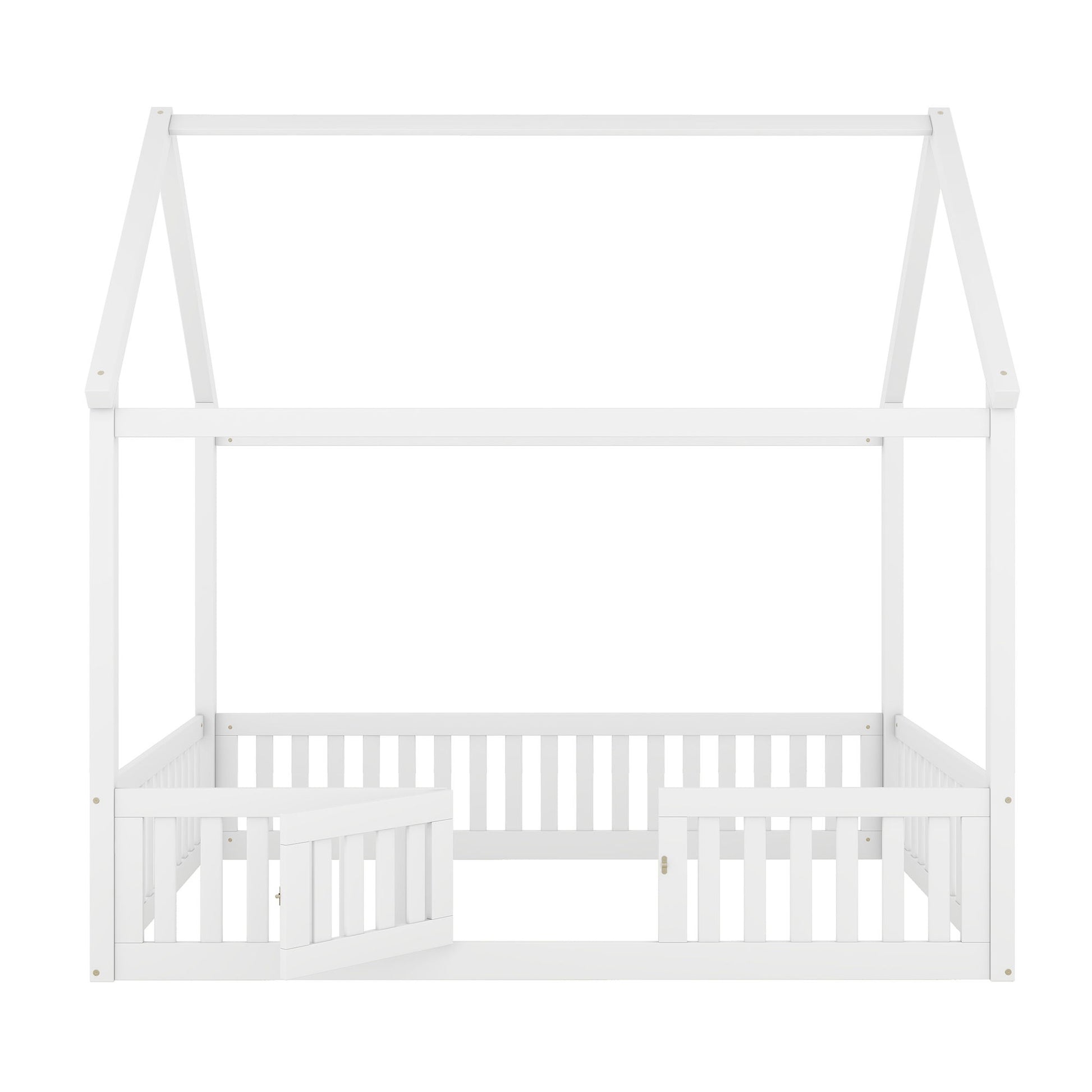 Wood House Bed With Fence And Door - The Sleep Loft - Online Mattress Showroom NYC