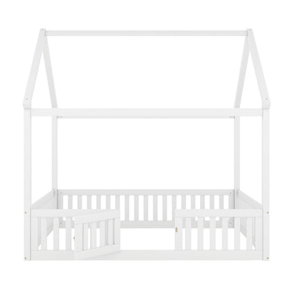 Wood House Bed With Fence And Door - The Sleep Loft - Online Mattress Showroom NYC