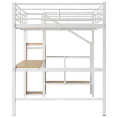 Loft Bed With Desk, Storage Staircase, Small Wardrobe And LED Light - The Sleep Loft - Online Mattress Showroom NYC