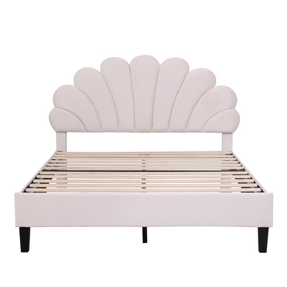 Upholstered Platform Bed With Flower Pattern Headboard - The Sleep Loft - Online Mattress Showroom NYC