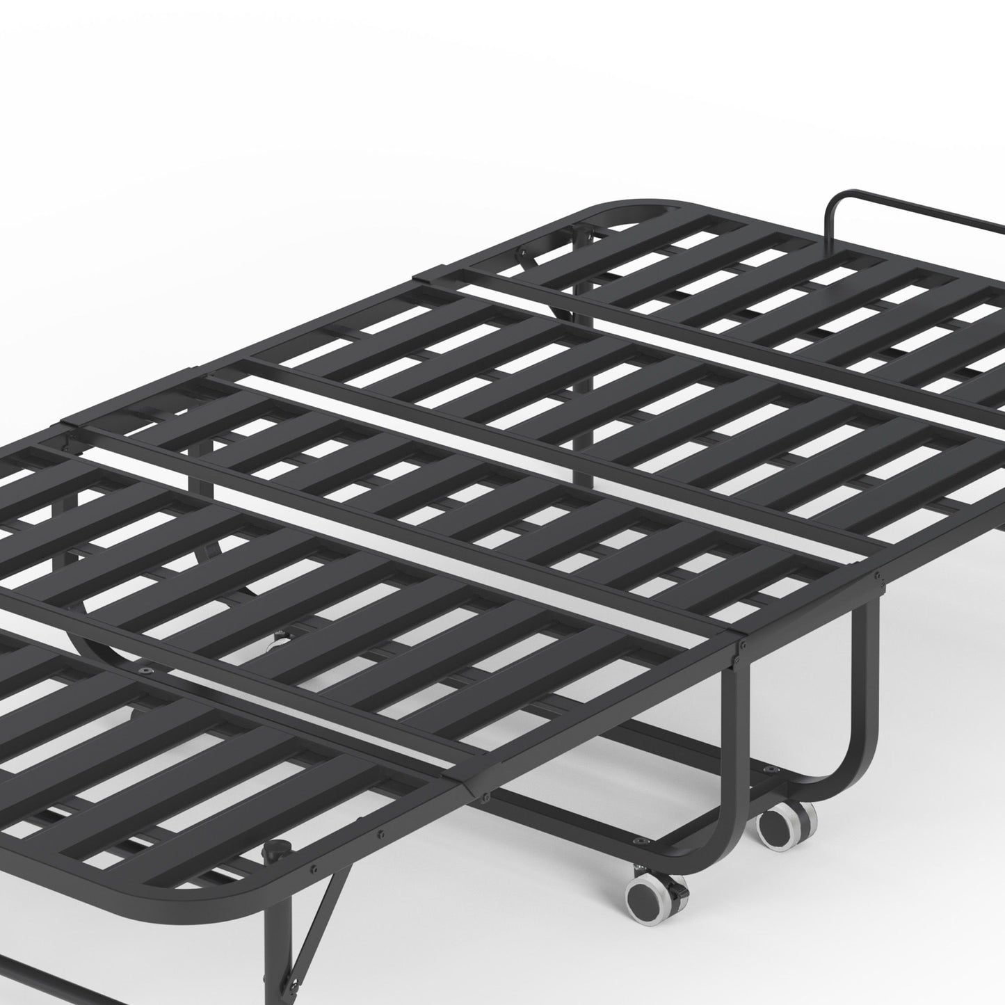 Twin Folding Bed With Memory Foam Mattress Portable Rollaway Bed Sturdy Metal Frame - Brushed Nickel