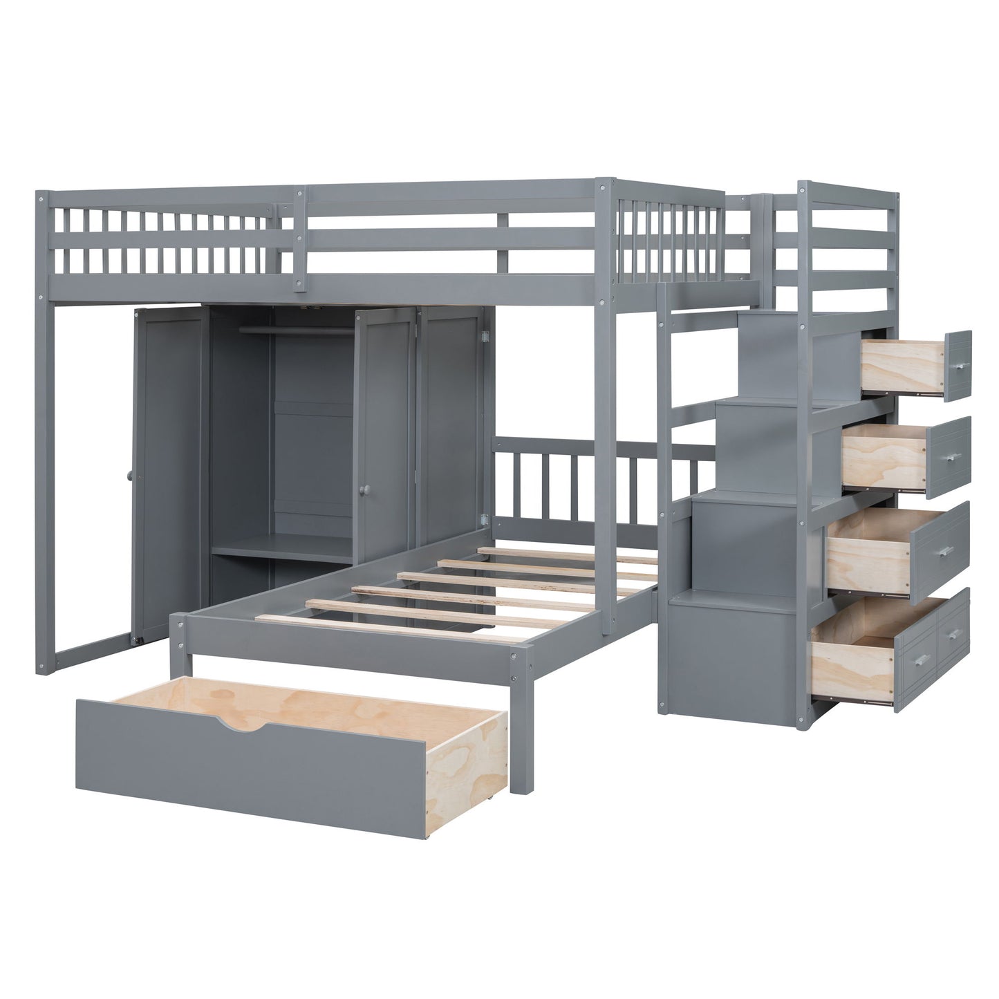 Bunk Bed With Wardrobe, Drawers - The Sleep Loft - Online Mattress Showroom NYC