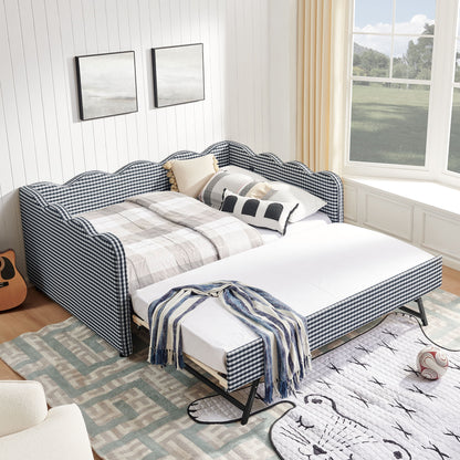 Gingham Daybed With USB Charging Port, Wave-Shaped Design - The Sleep Loft - Online Mattress Showroom NYC