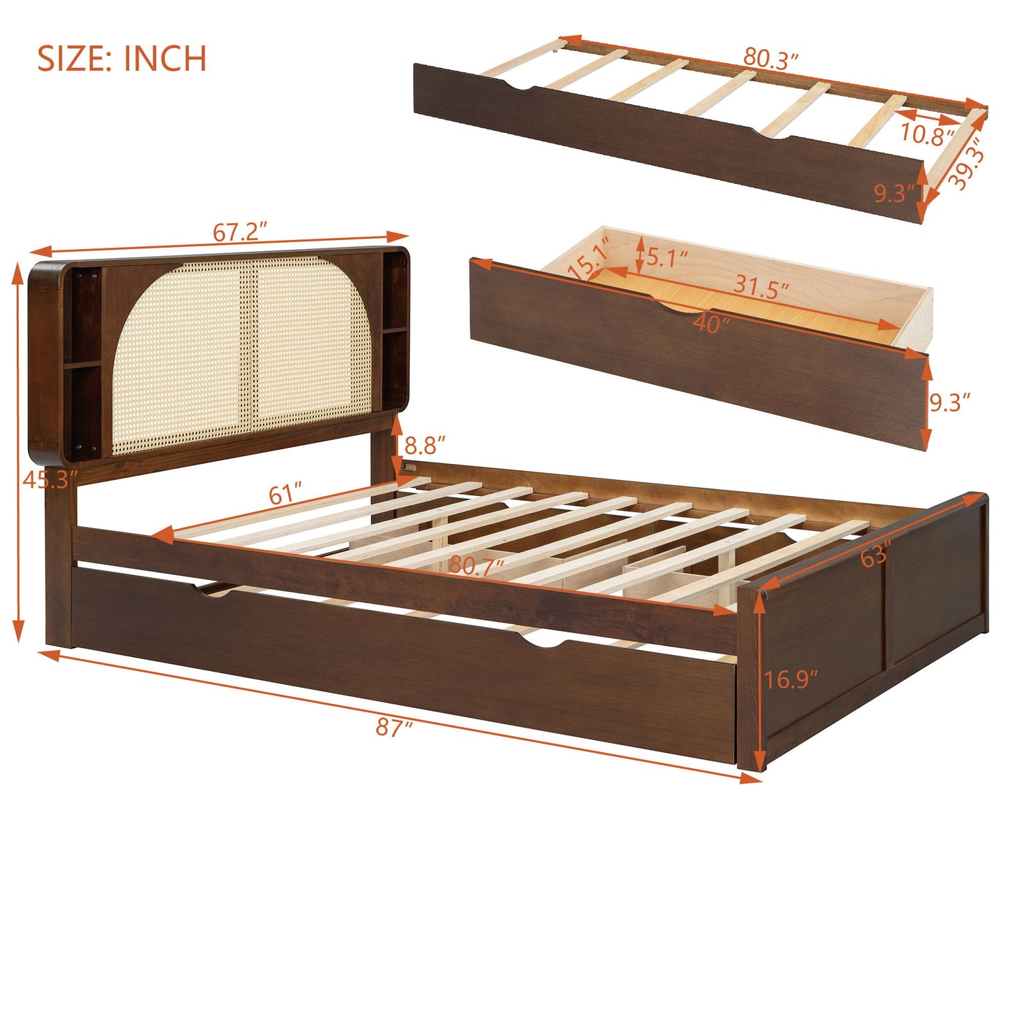 Headboard Bed With 2 Drawers And Trundle - The Sleep Loft - Online Mattress Showroom NYC