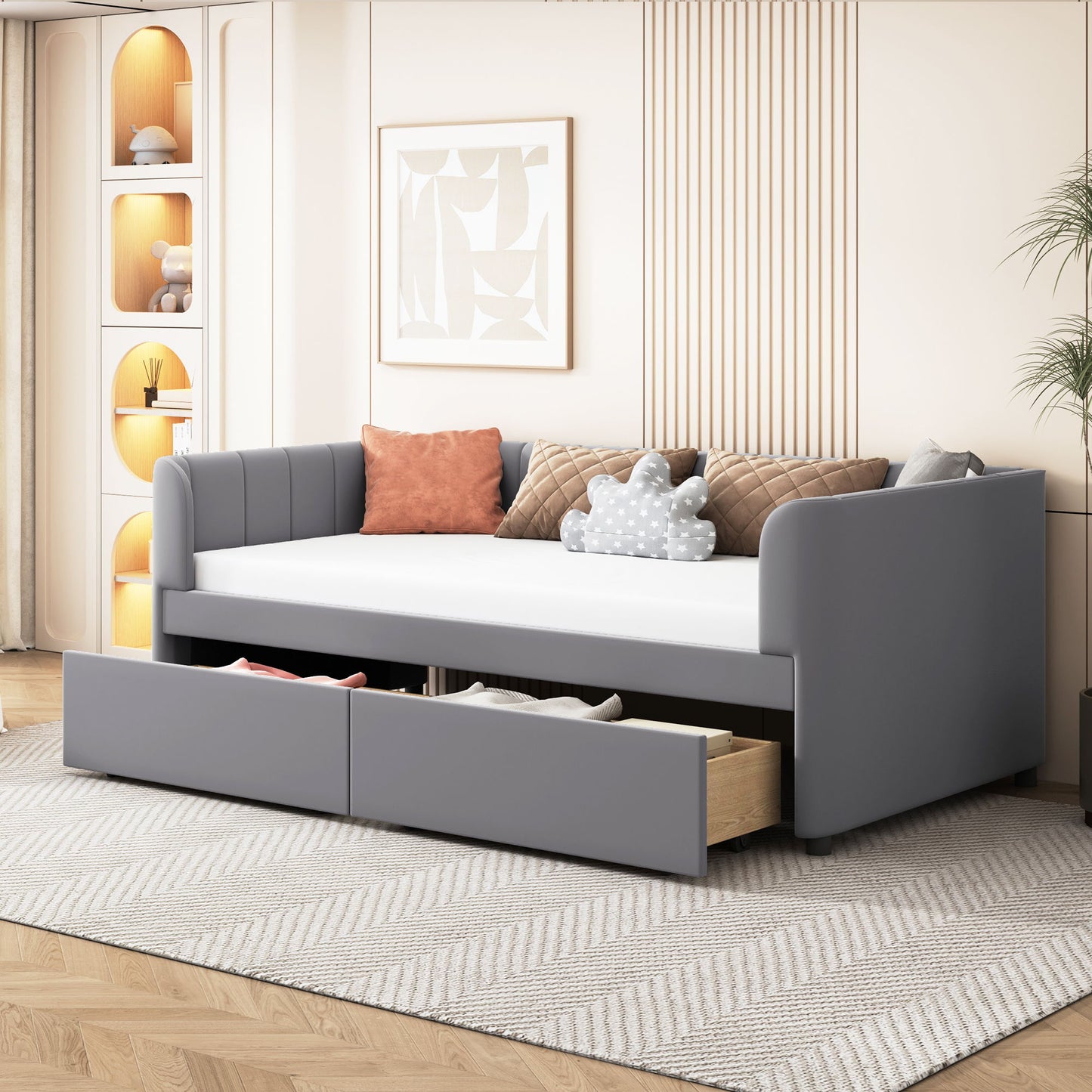 Upholstered Daybed With Ergonomic Design Backrest - The Sleep Loft - Online Mattress Showroom NYC