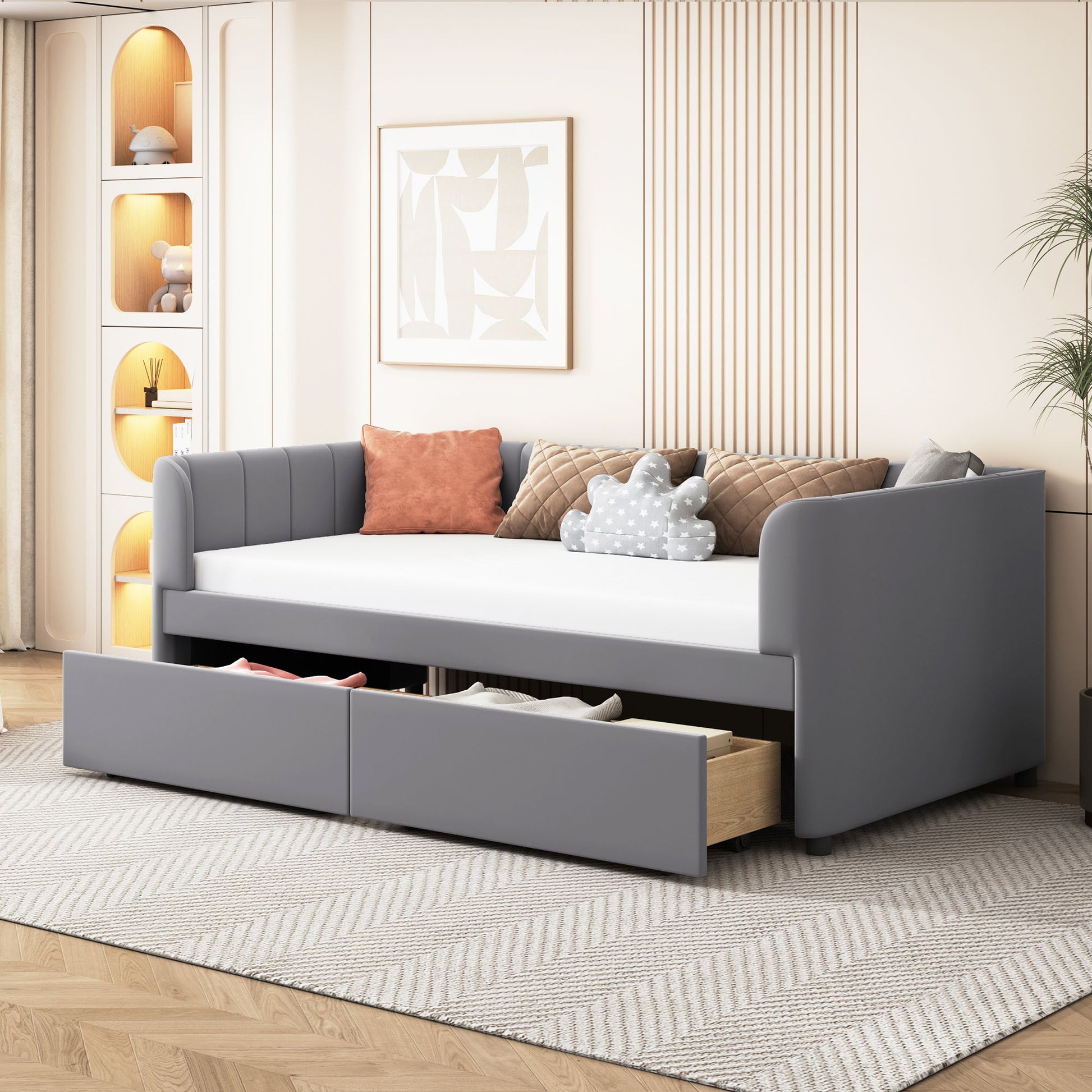 Upholstered Daybed With Ergonomic Design Backrest - The Sleep Loft - Online Mattress Showroom NYC