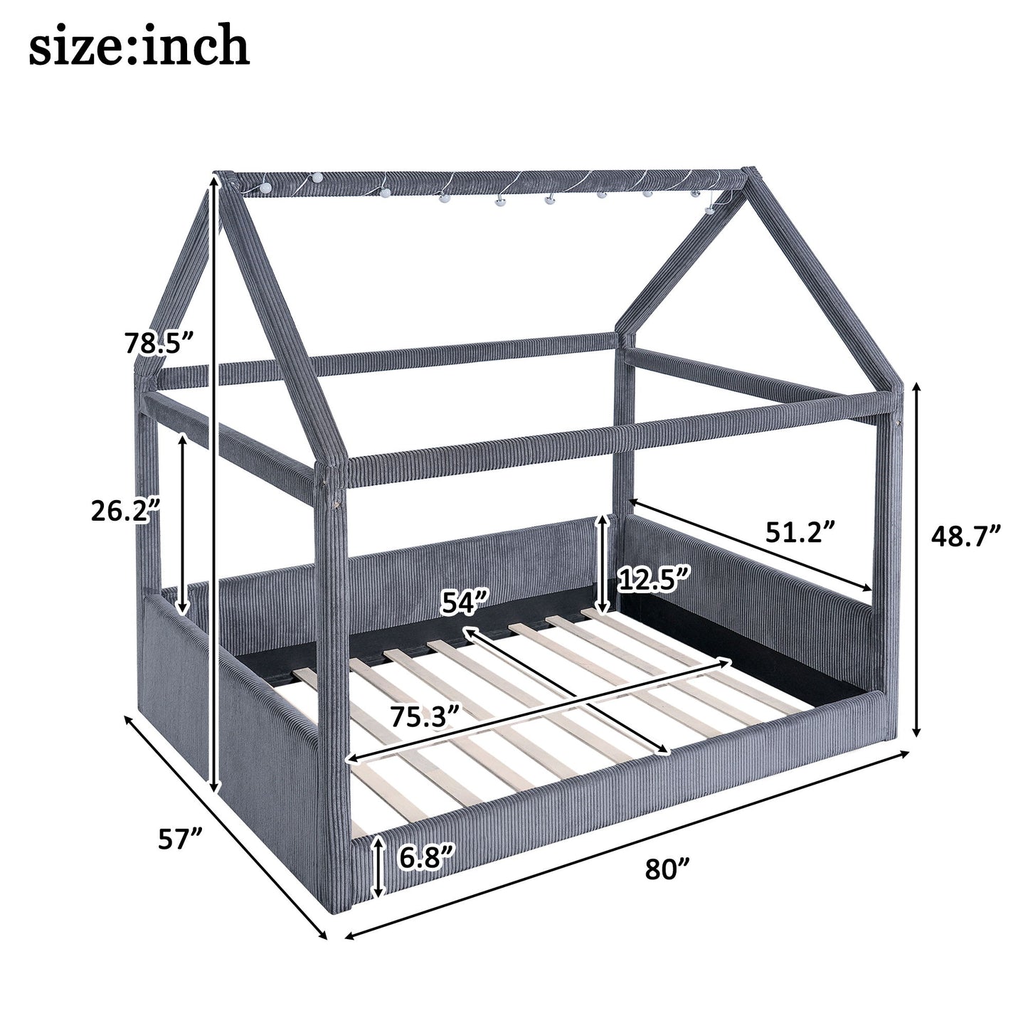 Upholstered House Style Daybed With LED Light Strips - The Sleep Loft - Online Mattress Showroom NYC