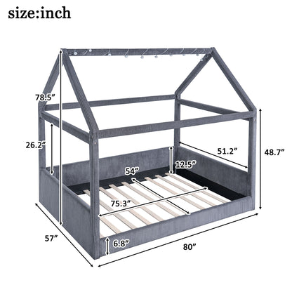 Upholstered House Style Daybed With LED Light Strips - The Sleep Loft - Online Mattress Showroom NYC