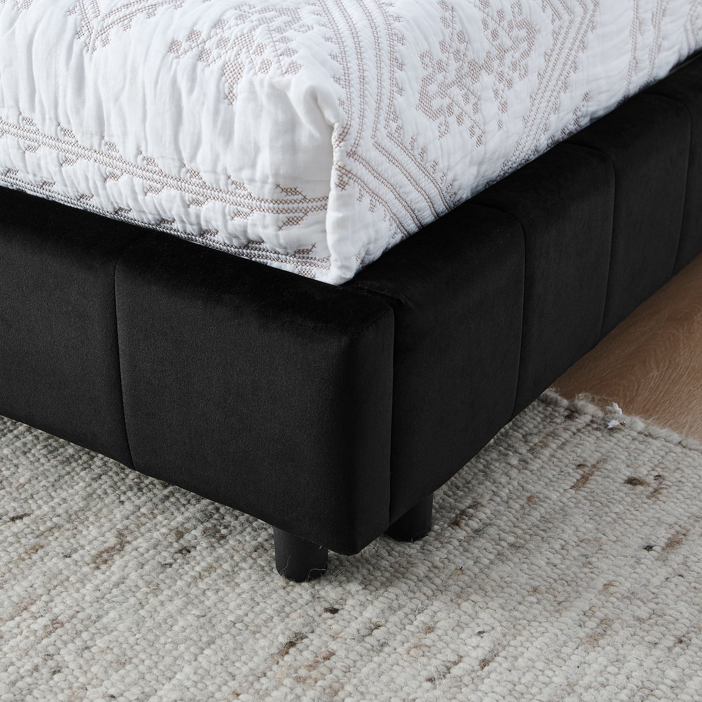 Mid-Century Storage Upholstered Tufted Bed Frame With Backrest And Armrests - The Sleep Loft - Online Mattress Showroom NYC