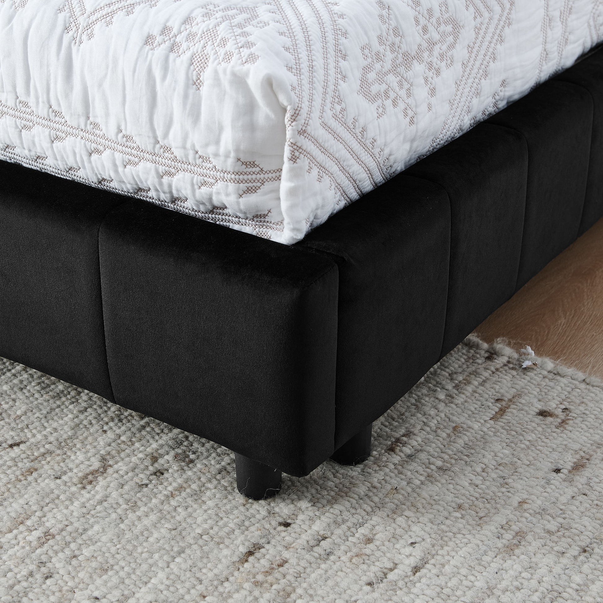 Mid-Century Storage Upholstered Tufted Bed Frame With Backrest And Armrests - The Sleep Loft - Online Mattress Showroom NYC