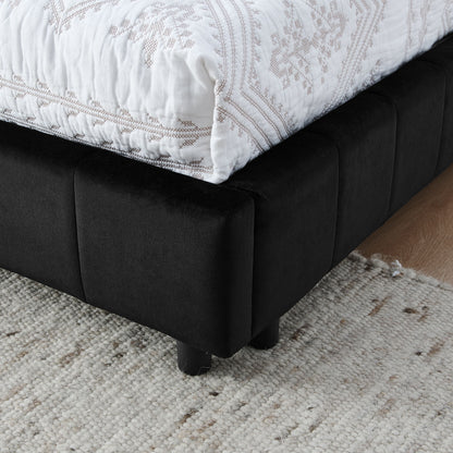 Mid-Century Storage Upholstered Tufted Bed Frame With Backrest And Armrests - The Sleep Loft - Online Mattress Showroom NYC