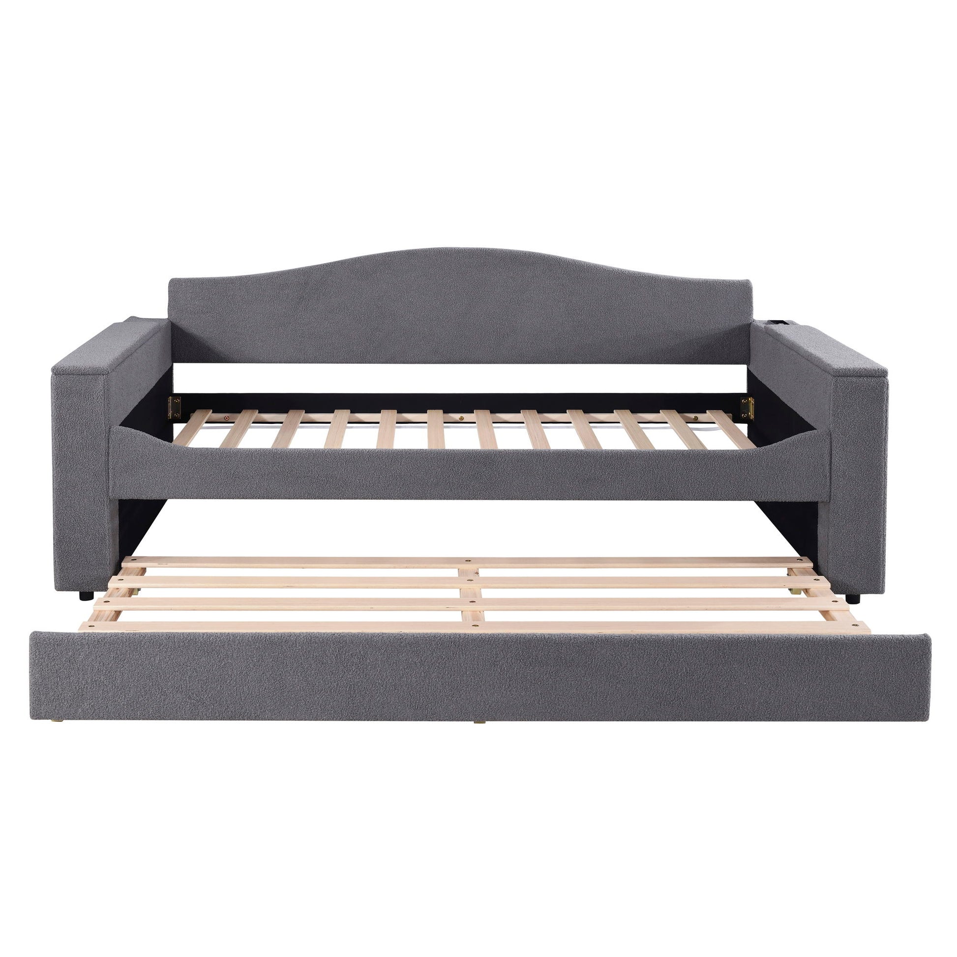 Upholstered Daybed With Storage Armrests, Trundle And Latest Integrated tooth Audio System - The Sleep Loft - Online Mattress Showroom NYC