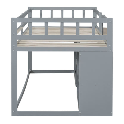 Low Loft Bed With Rolling Desk, Shelf And Drawers - The Sleep Loft - Online Mattress Showroom NYC
