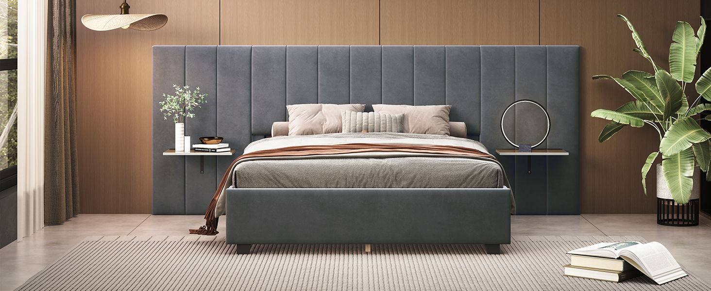 Upholstered Platform Bed With Big Headboard - The Sleep Loft - Online Mattress Showroom NYC