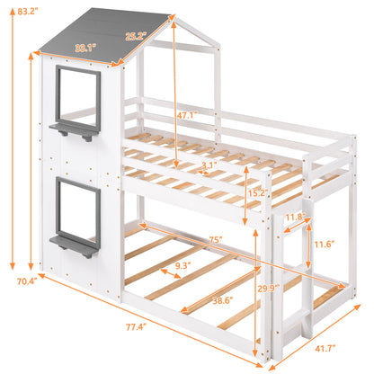 Bunk Bed Wood Bed & Roof, Window, Guardrail, Ladder - The Sleep Loft - Online Mattress Showroom NYC