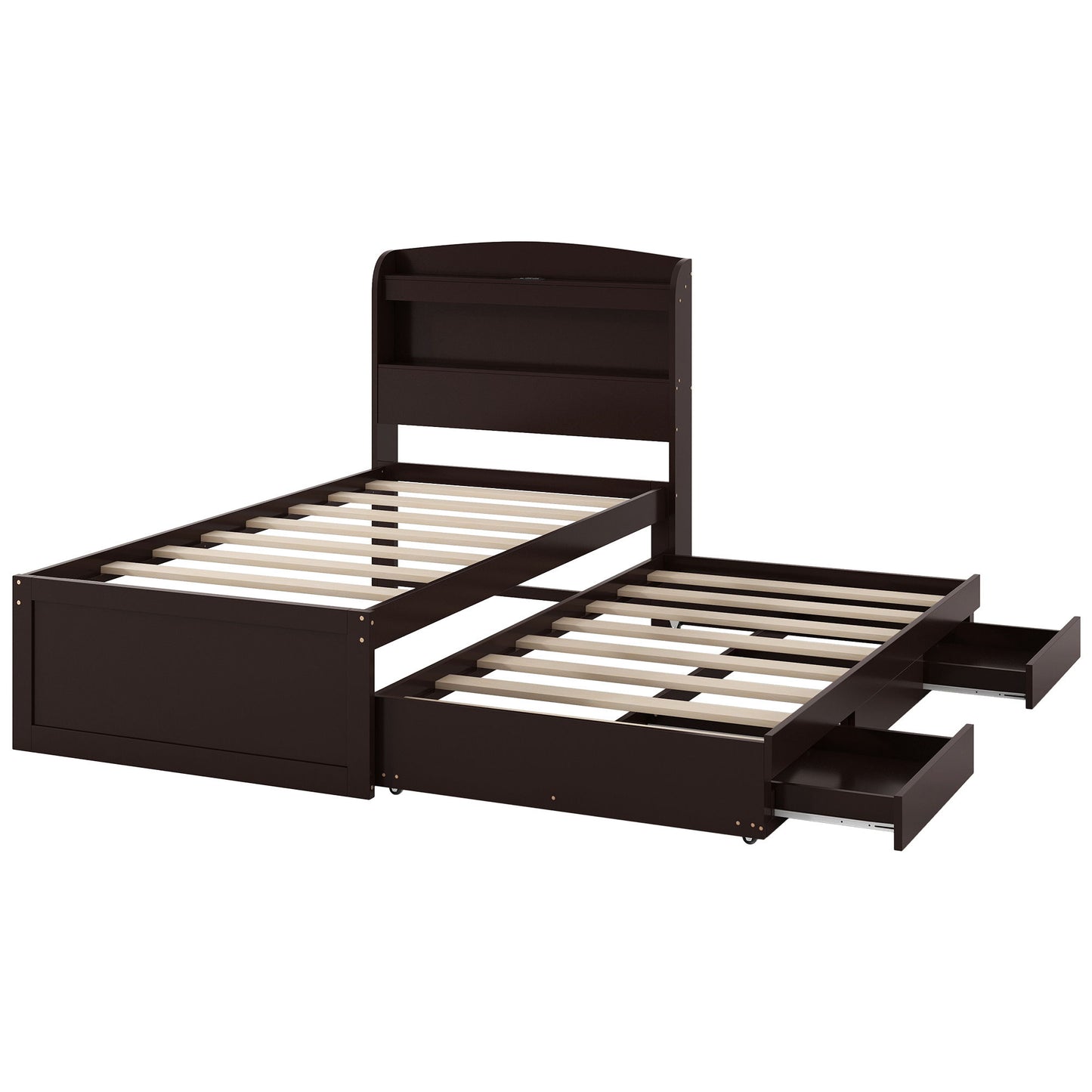 Platform Bed With LED Headboard, Charging Station, Trundle And 2 Drawers - The Sleep Loft - Online Mattress Showroom NYC