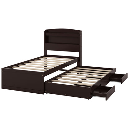 Platform Bed With LED Headboard, Charging Station, Trundle And 2 Drawers - The Sleep Loft - Online Mattress Showroom NYC