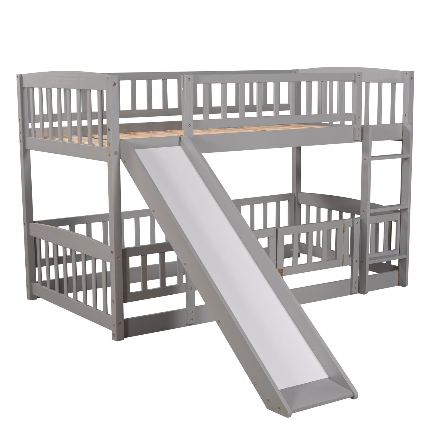 Low Bunk Bed With Slide, Fence And Ladder - The Sleep Loft - Online Mattress Showroom NYC