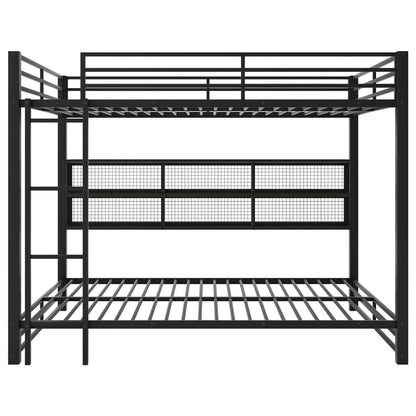 Queen Over Queen Bunk Bed With Storage Cabinets And LED Sturdy Frame, 6 Storage Units, Adjustable LED Lights - Black - The Sleep Loft - Online Mattress Showroom NYC