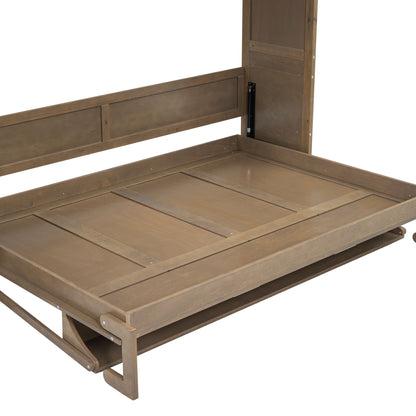 Full Size Murphy Bed With Wardrobe, Drawers, And Open Shelves - Wood - The Sleep Loft - Online Mattress Showroom NYC
