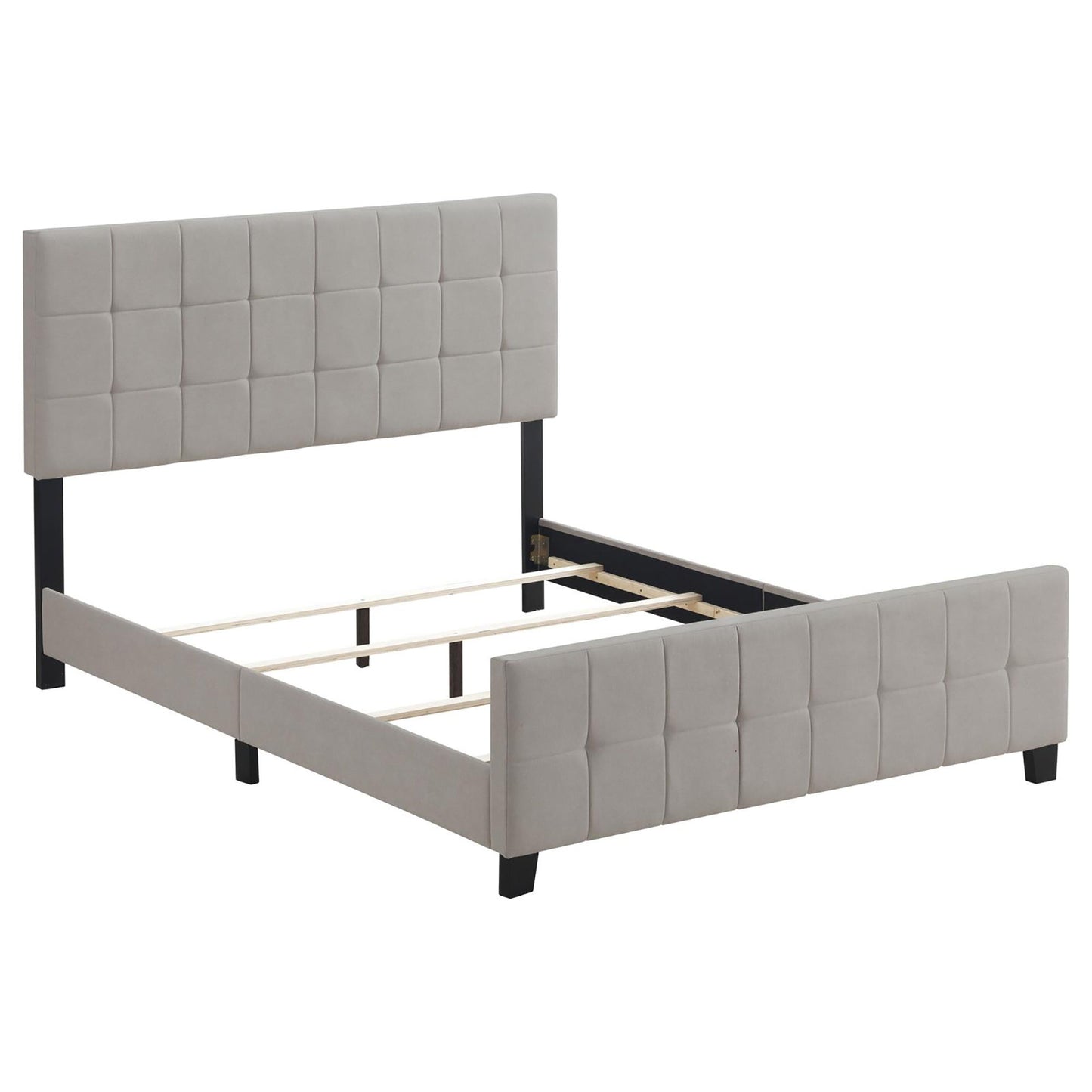 Queen Panel Bed Tufted Upholstered With Tapered Legs - Beige - The Sleep Loft - Online Mattress Showroom NYC