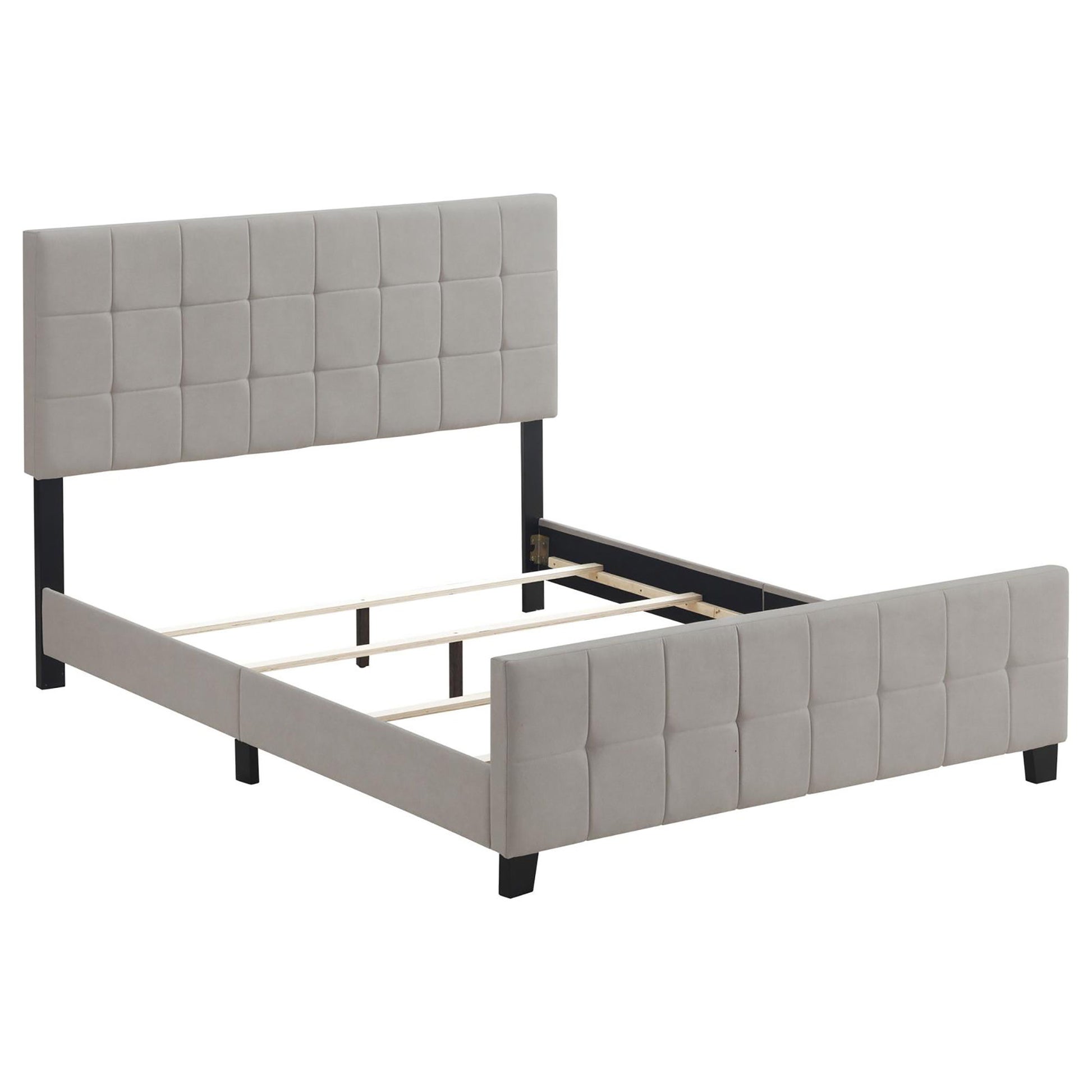 Queen Panel Bed Tufted Upholstered With Tapered Legs - Beige - The Sleep Loft - Online Mattress Showroom NYC